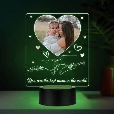 Personalized “You Are the Best Mom in the World” Acrylic LED Lamp with Multicolor Light (USB Powered)